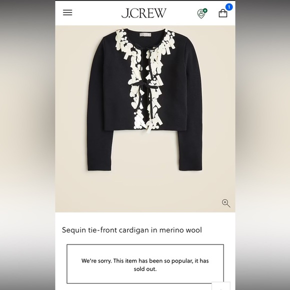 J.Crew NWT sequin tie-front cardigan in Merino wool - Picture 5 of 12